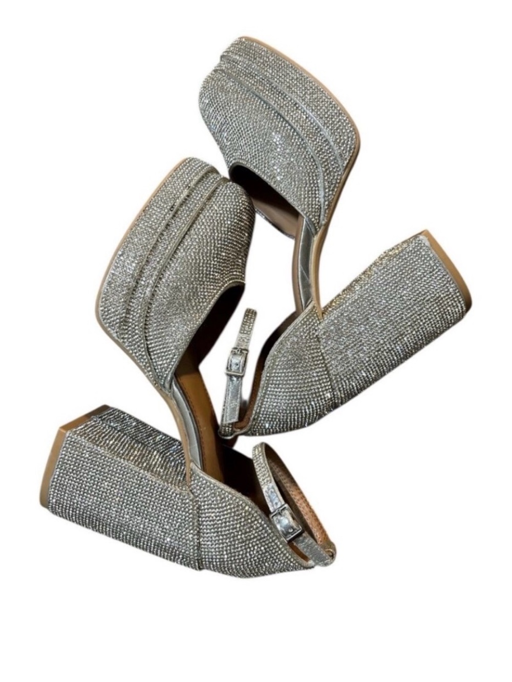 NWOT Silver Rhinestone Bling Heels - Picture 6 of 6